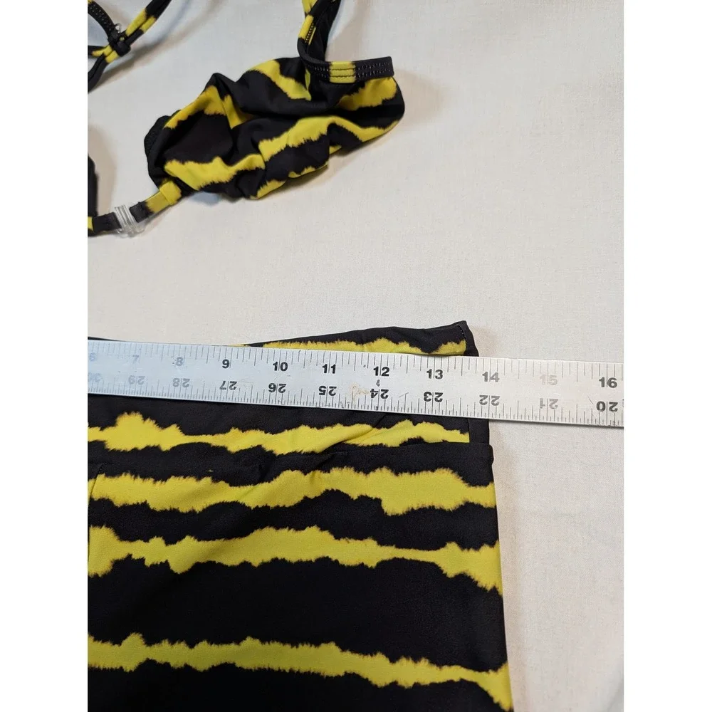 Out From Under Women Bikini Set M/L Black Yellow Tiger Stripe